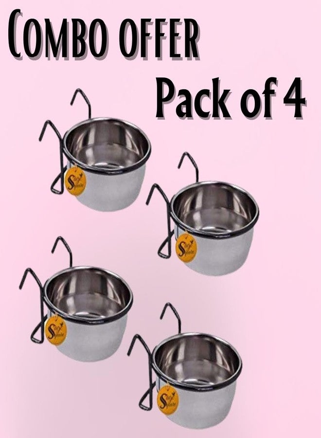 سايج سكوير وعاء طعام وبذور وماء للطيور من الفولاذ المقاوم للصدأ من سيج سكوير مع مشبك تثبيت (225 مل) (مجموعة من 4 قطع) - Image 3